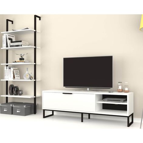 Parete attrezzata porta tv e libreria Way bianca (1/5)