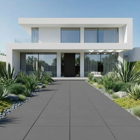 Losa de hormigón para jardín exterior - Palet - 25 unidades - 85x50x4 cm. - Negro