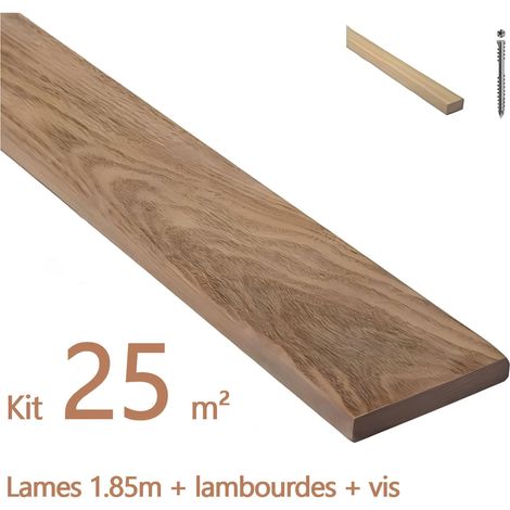 Kit terrasse de 25m² en bois exotique CUMARU Longueur des lames : 1850mm
