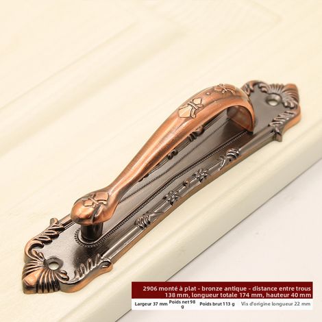 Schwere amerikanische Scheunentürgriff, antiker Kupferstil, oberflächenmontiert ohne Bohren für Holztüren und Eingang, Modell 2906 Dick, 2er-Pack-lsw