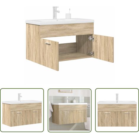 vidaXL Armoire lavabo de salle de bain et vasque et robinet intégrés (1/5)