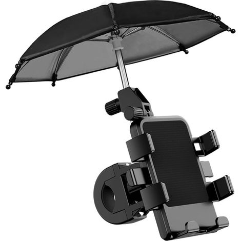 Support Téléphone Vélo Électrique Robuste en Abs et Silicone avec Parapluie Intégré, Compatible Grand Format, pour Motos et Bicyclettes (1/5)