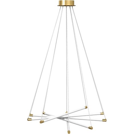 CHICFURN Plafón LED 50W dorado y blanco 82 x 124 cm, 5 brazos ajustables para salón (1/5)