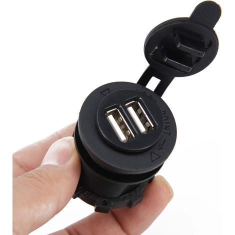 Station de charge double USB 12 V + chargeur de voiture 2,1 A en forme d'ogive avec deux ports USB (1/5)