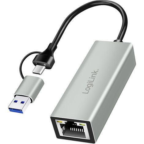 LogiLink USB 2.0 Adapter [1x USB 3.2 Gen 1 Stecker C (USB 3.0) - 1x RJ45-Buchse] UA0238B 18.00 cm (1/4)