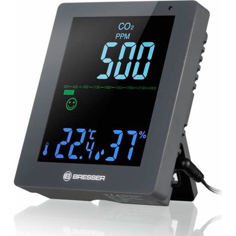 Bresser CO2 Smile Moniteur de qualité de l'air gris