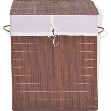 panier à linge rectangulaire en bambou marron (1/5)