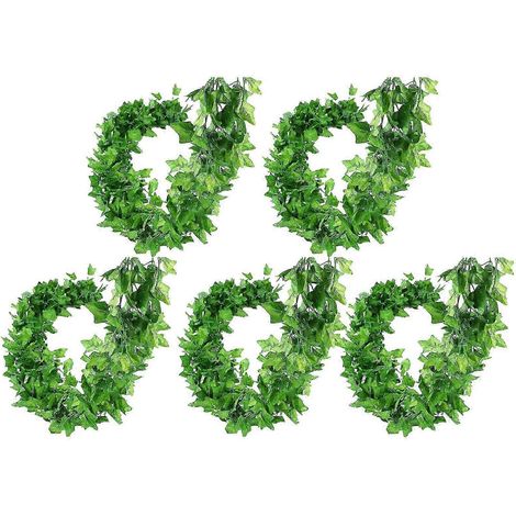 Guirlande de lierre artificielle à feuilles vertes suspendues pour décoration murale de chambre, de cuisine ou pour mariage en extérieur-5pcs Creeper Vine