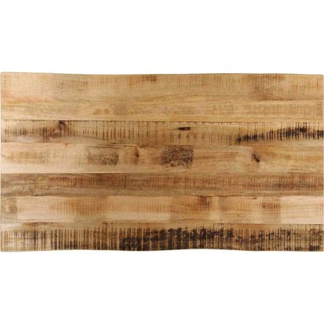Tischplatte mit Baumkante 100x60x3,8 cm Raues Mango Massivholz