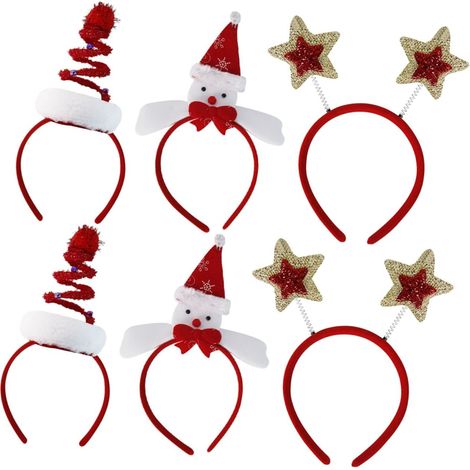 6 Pièces Serre-tête de Noël Lot Sapin Étoile Bonhomme de Noël Accessoires pour Cheveux