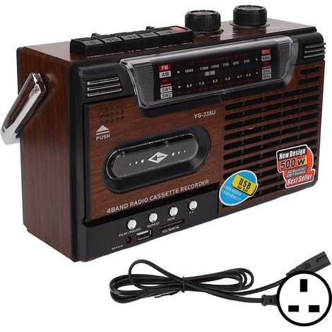 Lecteur cassette AM FM radio signal fort sans bruit prise UK 220V, support carte SD et USB baladeur enregistreur portable (1/5)