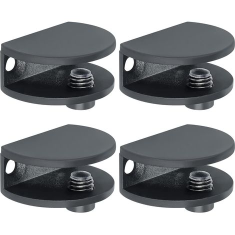4 Pièces de Pinces à Verre, Support de Verre Réglable, Finition Peinture, Verre Adaptatif de 5-10 mm d'Épaisseur, Pince de Support de Verre, Pratique Pince Verre, Noir (1/5)