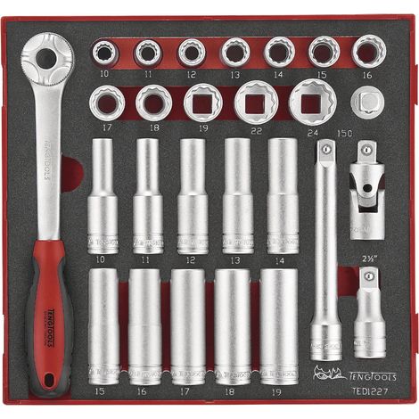 Jeu de douilles Foam2 tray 1/2'' 10- 24mm 27 pièces Teng Tools TED1227 (1/2)