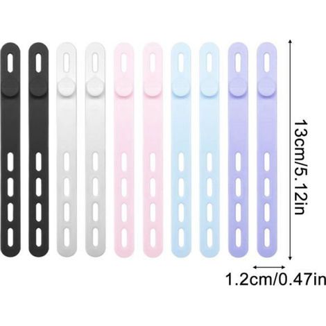 Attache silicone câble - 20 pièces, sangle élastique rangement - Pour bureau, voyage, casque Cuneary (1/5)