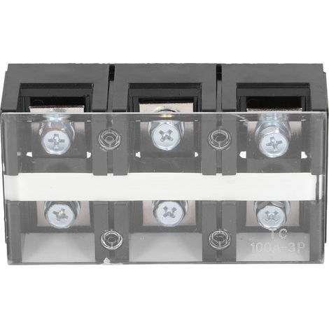 Bornier électrique 2 rangées, barrette de connexion à vis pour alimentation, avec couvercle, AC600V, 100ATC-1003 (6 points de contact) (1/5)