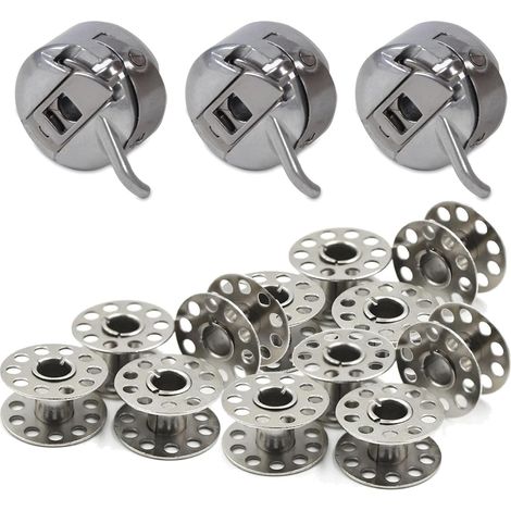15x Nähmaschinen Spulen mit 3 Spulenkapseln, 12 Metall Garnspulen, Universal Zubehör für Singer, Brother Nähmaschinen (1/5)