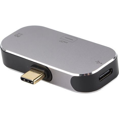 Multifunktionaler 3-in-1 USB-C-Hub, Typ-C-Stecker auf Mini DP 2 Typ-C-Buchse Adapter, kompatibel mit Windows, Android und OS X (1/5)