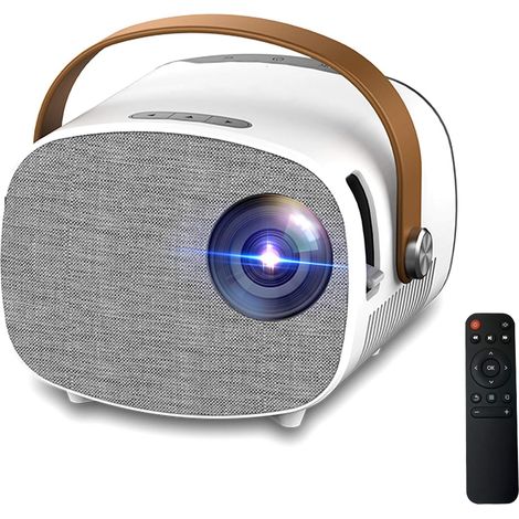 Mini portable projector, pocket-sized video projector for home and outdoor entertainment with HDMI, USB, Micro SD, AV, and Micro USB interfaces and remote control supports 1080p HDMI input (1/5)