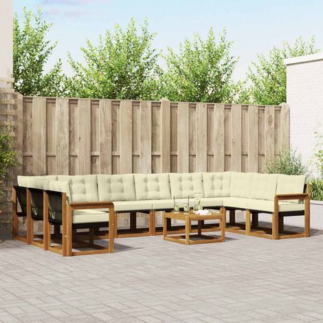 vidaXL Outdoor-Sofagarnitur mit Kissen 11 pcs Natur und Creme (1/5)