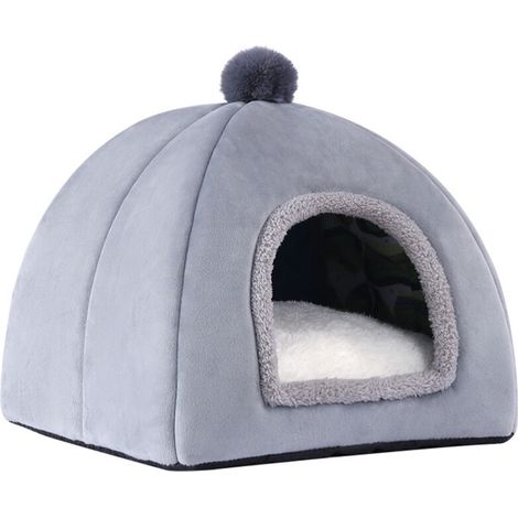 Lit pour chat, tente universelle pour animaux de compagnie, niche douillette et épaisse pour chats d'intérieur, coussin de couchage chaud en coton, canapé gris pour animaux de compagnie, 25 cm de haut