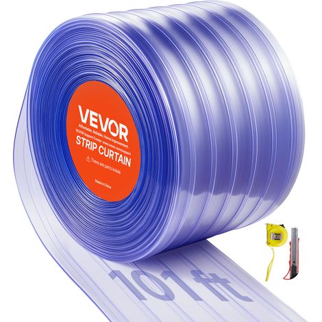 VEVOR Cortina de Puerta Plástico Largo de 30,8 Ancho de 0,3 m, Rollo de Tiras de PVC Espesor de 3 mm, Cortina de Tiras para Puertas de Supermercado, Entrada, Almacen, Centros Comerciales, Garaje (1/5)