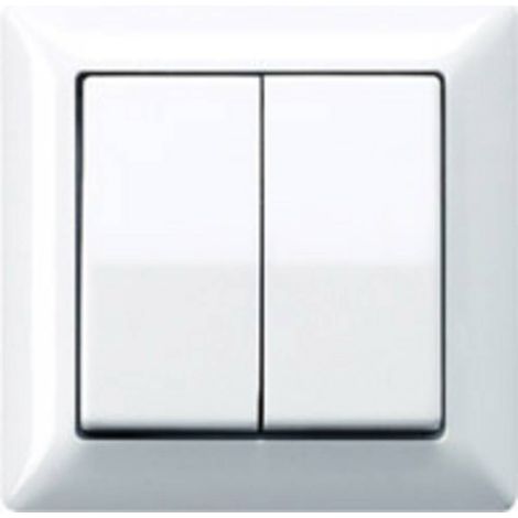 Jung enjoliveur double touche, plaque complète, AS 500, blanc, AS5905WW (1/2)
