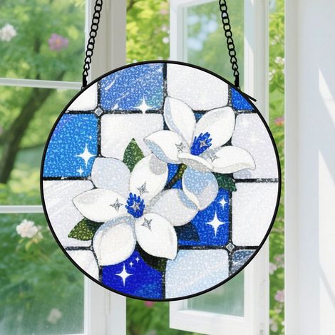 Suspension en vitrail, attrape-soleil minimaliste unique élégant, décoration jardin fenêtre, cadeau Fête des Mères, Noël pour femme, homme 30 cm (1/5)