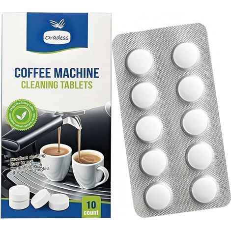 10 Tablettes Nettoyantes pour Cafetières Automatiques, Pastilles de Nettoyage Détartrant pour Machines à Café, Tablettes pour Detartrage Machine Cafe, Améliore Goût et Performance (1/5)