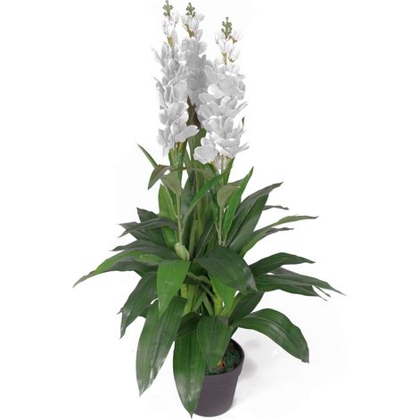 100cm Artificial Cymbidium Orchid Plant - Extra Large - White Flowers (1/5)