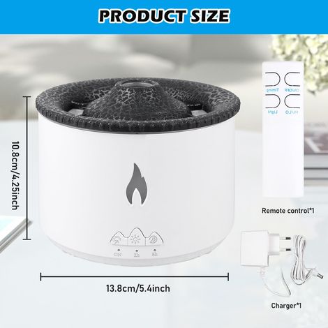 Diffusore di oli essenziali, diffusore a fiamma con luce bicolore, diffusore umidificatore con luci a LED, diffusore effetto fiamma per camera da letto, ufficio domestico (1/4)
