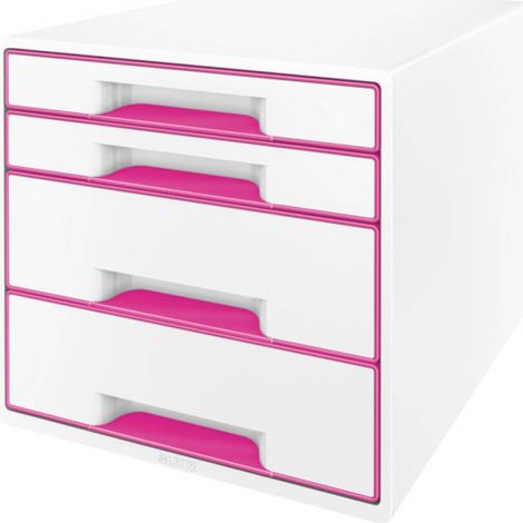 Leitz WOW Cube boîte de rangement rose et blanc bureau (1/4)