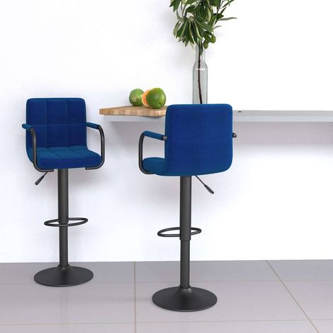 vidaXL Taburetes de cocina 2 unidades tela azul (1/5)