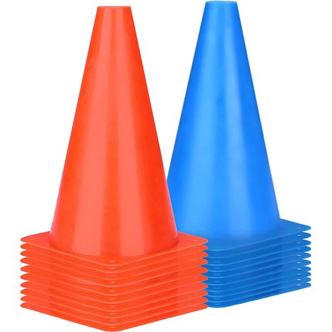 Cône Sport - 23 Cm - Polyéthylène - Pour Entraînement Football Agility Basketball - Lot De 10 - Rouge Et Jaune (1/5)