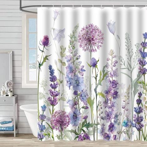 Cortina de ducha antimoho,120 x 180 cm,estampado acuarela con hojas de plantas,impermeable,Estilo 14,120180cm (1/5)