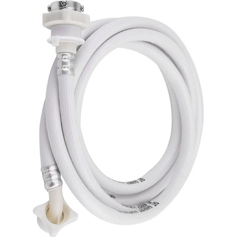 Ortviai Tuyau d’arrivée d’eau pour lave-linge – 3 m, blanc, PVC renforcé, raccords universels (1/4)