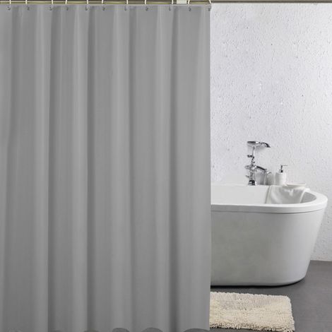 Rideau de douche en plastique imperméable et épais pour salle de bain - Gris - Style très résistant - 180 x 180 cm (1/5)