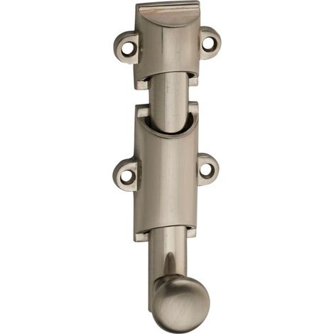 Verrou à plaquer pour fenêtre, à coulisse, 100mm, nickel satin - (1/2)