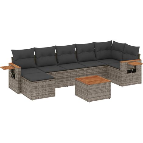 Maison Exclusive - Set de sofás de jardín 8 pzas y cojines ratán