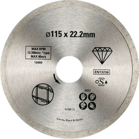 Disco diamantato Stanley corona continua per piastrelle ø115 x 22,2 mm (1/2)