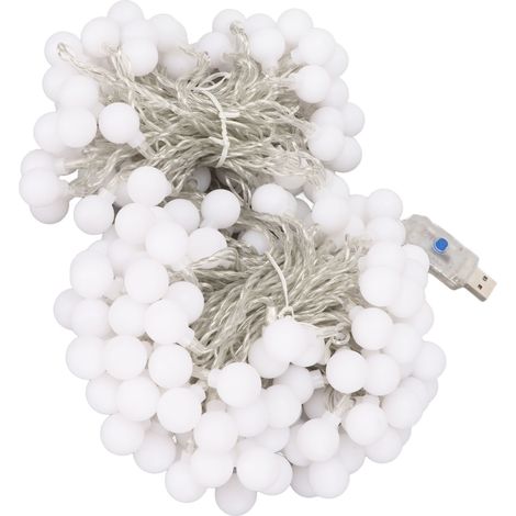 Guirlande lumineuse LED USB Plug and Play, 8 modes d'éclairage, étanche, blanc chaud, 20 m / 65,6 pi, 200 LED, pour intérieur et extérieur (1/4)