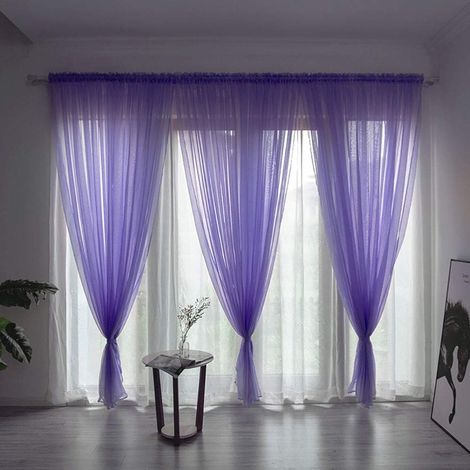 1 Panneau Rideau, Gaze De Fenêtre, Passe-Tringle, Polyester, Violet Moyen, Pour Chambre, Salon