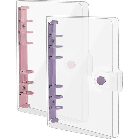 2er-Pack A6 Ordner aus weichem PVC mit 6 Ringen, transparenter Budgetordner, Planerordner
