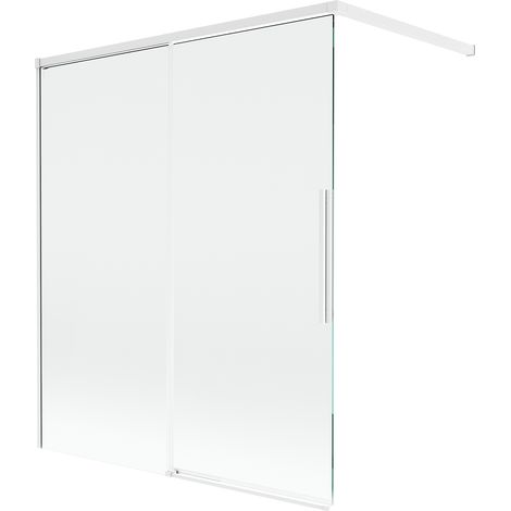 Mexen Rox Badewannenfaltwand 2-flügelig, verschiebbar, 140 x 150 cm, transparent, weiß - 8C9-140-003-20-00