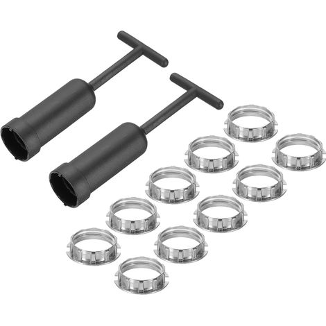 Kit de Bagues de Douille de Lampe G9, Adaptateur de Support d'Abat-Jour 10 Bagues en Alliage de Zinc de Remplacement avec Outil Démontage pour Collier d'Abat-Jour, 125mm Argenté (1/5)