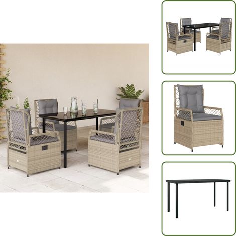 Cuscini da seduta - vidaXL Set da Pranzo da Giardino 5 pz con Cuscini Beige in Polyrattan - Rattan PE