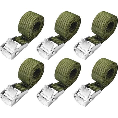 Lot de 8 Sangles d'Arrimage Courtes avec Serrure de Serrage Sangles d'Arrimage Courtes avec Cliquet Petites Sangles d'Arrimage pour Voiture, Vélo, Camion, Moto, Bagages, 25mmx2m, Armée Verte (1/5)