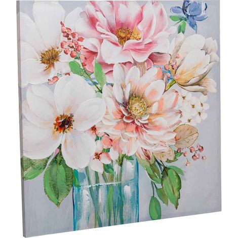 Cuadro pintado a mano con relieve multicolor 80x80x3h cm (1/5)
