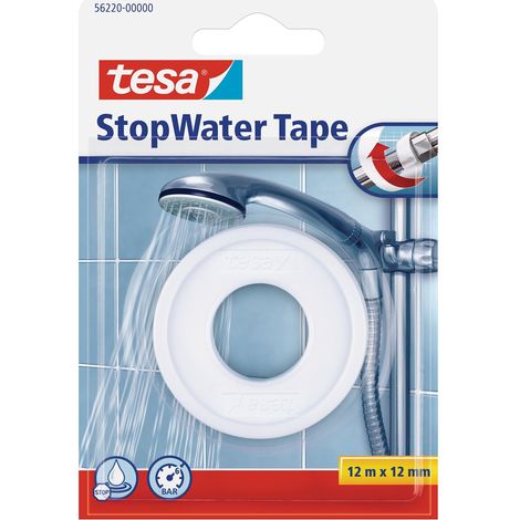tesa StopWater Nastro per Riparazioni Idrauliche - Nastro autosigillante per riparazioni di tubature e flessibili - Impermeabile e deformabile - Colore: Bianco - 12 m x 12 mm (1/5)