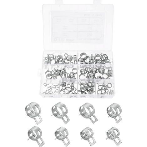 Lot De 80 Colliers De Serrage À Ressort En Silicone Argenté. (1/5)
