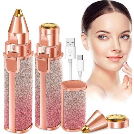 Tondeuse à sourcils électrique 2 en 1 rechargeable par USB, pour l'épilation du corps et du visage, mini épilateur en forme de rouge à lèvres pour femmes, motif ciel étoilé coloré-AquaForge
